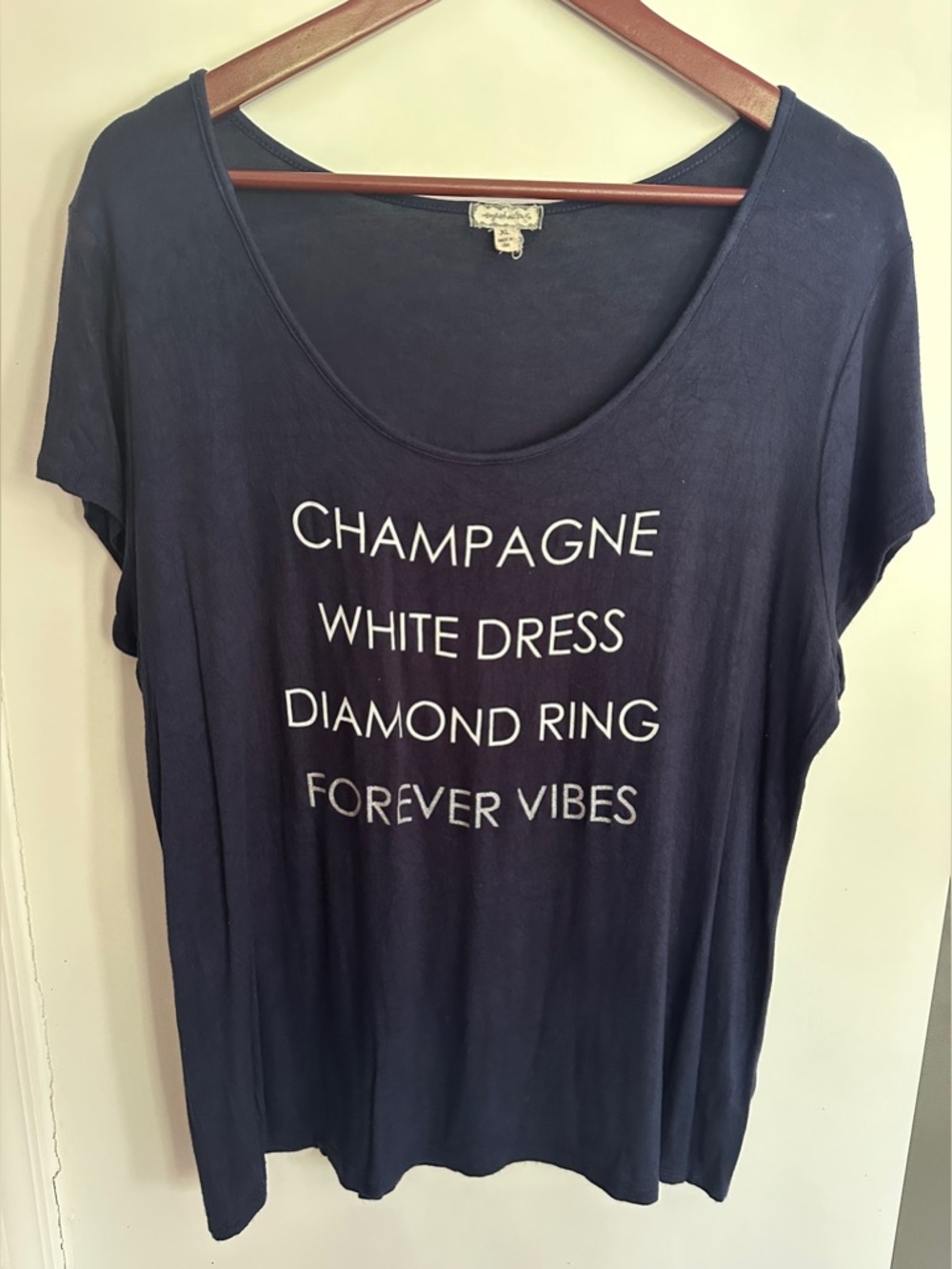 Women’s Navy Bridal Tee - Champagne White Dress Diamond Ring
